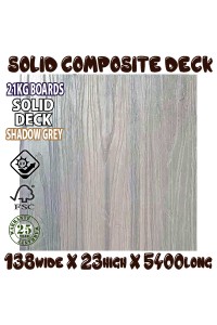 138mm Honorwood SOLID COMPOSITE DECKING  - SHADOW GREY  - Per Lineal Metre
