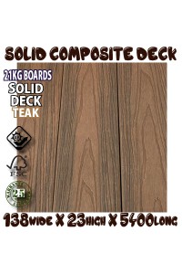 138mm Honorwood SOLID COMPOSITE DECKING  - TEAK  - Per Lineal Metre