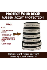 Joist Rubber Cover for Decks – Stop timber joist ROT  - 25m Rolls
